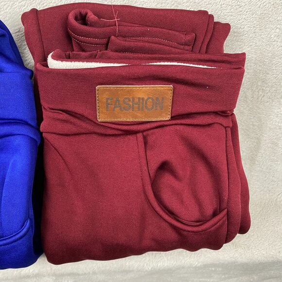 Fashion Branded Woman's Joggers In Maroon & Royal Blue XL Size Polyester Stretch - Picture 7 of 11